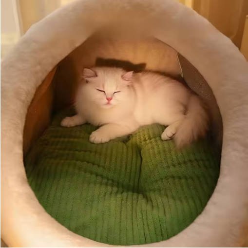 Autumn and Winter Warm Cat Nest Green Portable Pet Bed Universal for All Seasons Dog House Luxury Cat Sleeping Nest Pet Supplies - Image 6