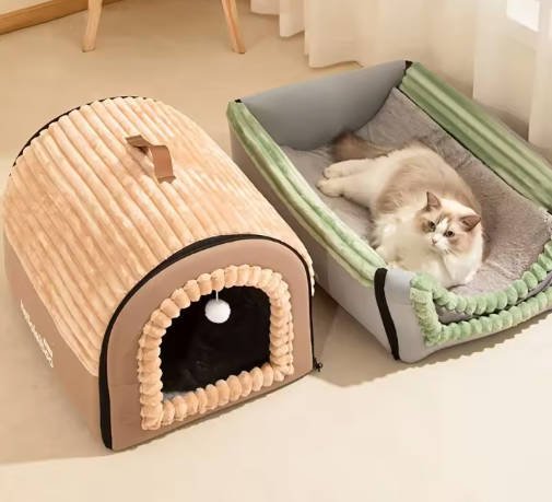 KEMORELA Thickened All-Season Enclosed Pet Bed Portable Dog House Cat Tent with Washable Bedding for Small Medium Large Dogs - Image 2