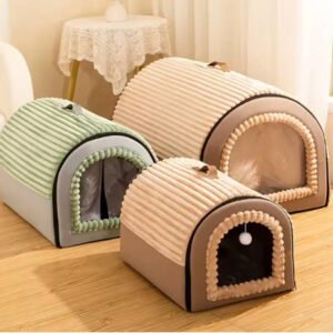 KEMORELA Thickened All-Season Enclosed Pet Bed Portable Dog House Cat Tent with Washable Bedding for Small Medium Large Dogs