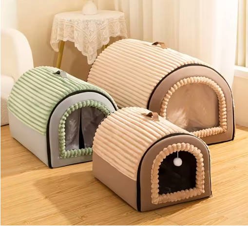 KEMORELA Thickened All-Season Enclosed Pet Bed Portable Dog House Cat Tent with Washable Bedding for Small Medium Large Dogs