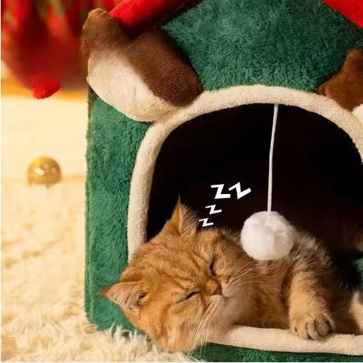 Christmas Cat Nest Dog House Pet Warm Soft Plush Multifunctional Dog Bed Thickened Closed Design Removable Cat House Pet Product - Image 4