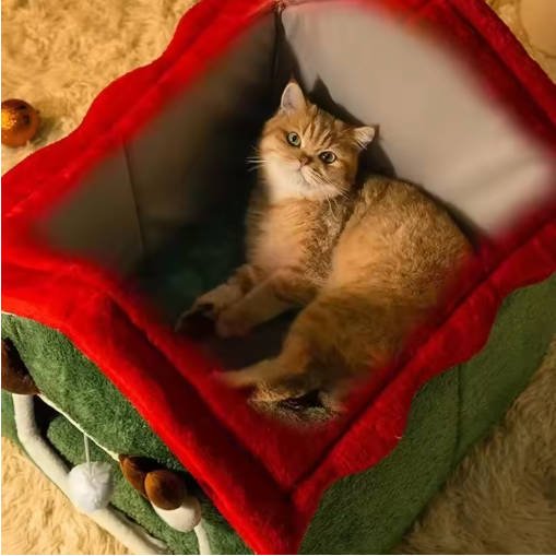 Christmas Cat Nest Dog House Pet Warm Soft Plush Multifunctional Dog Bed Thickened Closed Design Removable Cat House Pet Product - Image 5