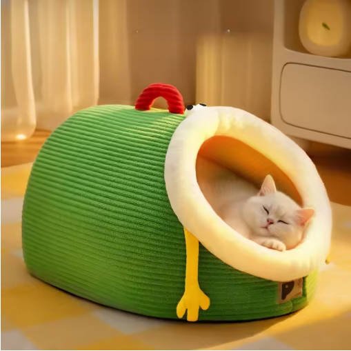 Autumn and Winter Warm Cat Nest Green Portable Pet Bed Universal for All Seasons Dog House Luxury Cat Sleeping Nest Pet Supplies