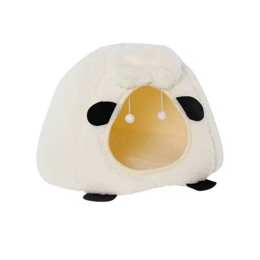 BOOTEELY Winter Warm Sheep Shape Cat Villa Semi-Closed Three-Dimensional Cat House Four Seasons Universal Cat Bed - Image 6