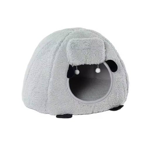 BOOTEELY Winter Warm Sheep Shape Cat Villa Semi-Closed Three-Dimensional Cat House Four Seasons Universal Cat Bed - Image 7